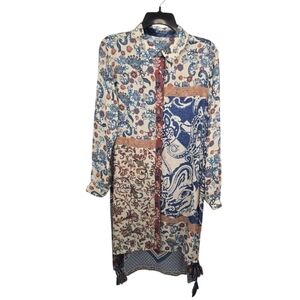 {Vincente} Women's Paisley Print Tunic Duster - Size Medium
